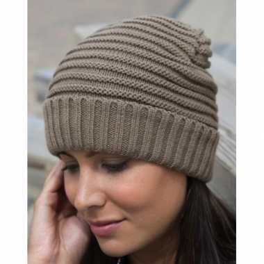 Gebreide winter dames muts kaky