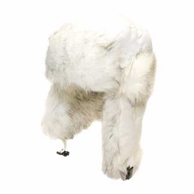 Witte bont dames muts met oorflappen voor dames