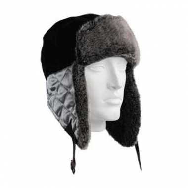 Zwarte bont dames muts Beardsen met grijze flappen