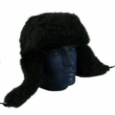 Zwarte russische bont dames muts polar