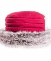Fleece dames muts hoed met nepbont rood voor dames